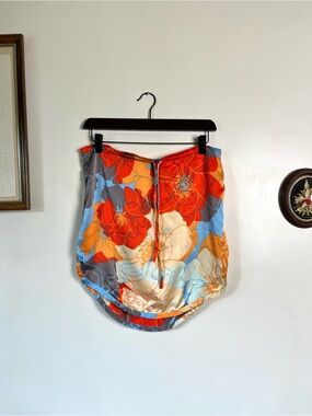 French Connection 100% Silk Vibrant Poppy Skirt